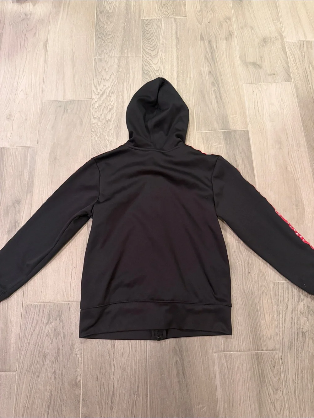 Jordan Boys Black Zip Up Hoodie with Red Sleeve Design Size S